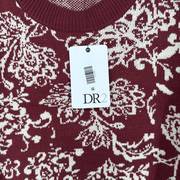 DR2 Red Floral Filigree Long Sleeve Cozy Feminine Long Sleeve Sweater Womens XL - Picture 8 of 8